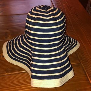 Navy and White striped Nautical Floopy hat